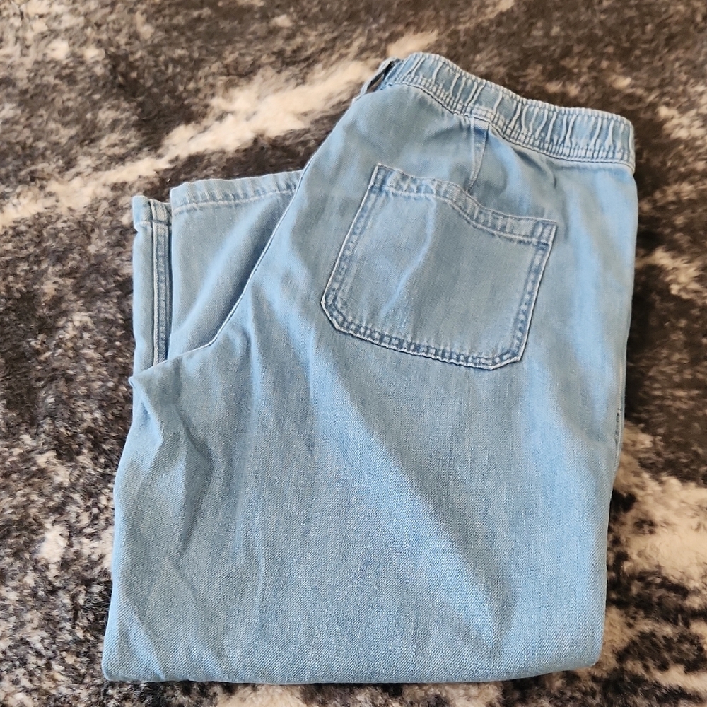 Light Blue Women's Relaxed Drawstring Jeans - Picture 4 of 4